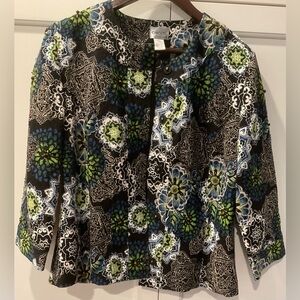 Chicos 3/4 sleeve Chinese Garden Blazer Jacket Sz M -Chico’s 1